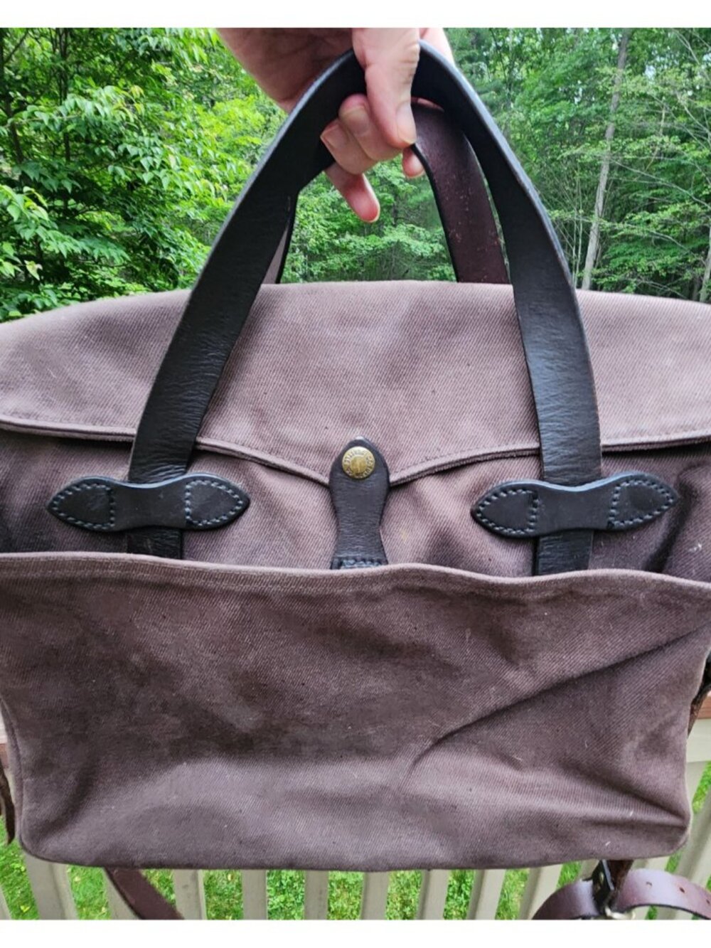 Filson Original Rugged Twill Briefcase Brown Messenger Bag w Strap 256 70256 USA - Picture 3 of 14
